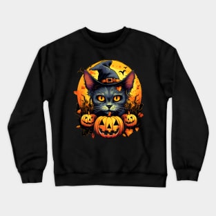 Black Cat in a Hat Crewneck Sweatshirt